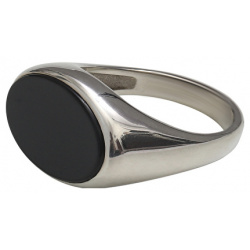 TONDEM Кольцо печатка из серебра с черным агатом 32398