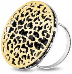 LUTA Jewelry Большое позолоченное кольцо из серебра c леопардовым узором 189997