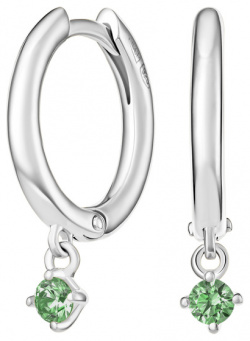 Jewlia Серьги из серебра с зелеными подвесными кристаллами 35200