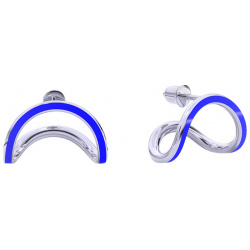 Prosto Jewelry Пусеты свобода из серебра с синей эмалью 157453