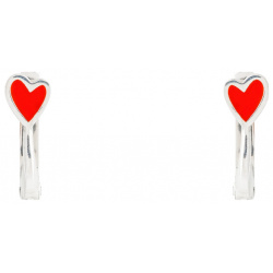 УРА jewelry Серьги сердца из серебра с эмалью 441351