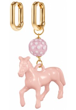 Kotlo Studio Серьги с розовой лошадкой и бусиной Мурано 448038
