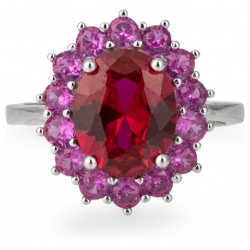 Holy Silver Серебряное кольцо с крупным красным кристаллом 453412