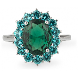 Holy Silver Серебряное кольцо с крупным зеленым кристаллом 453409