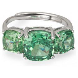 Holy Silver Серебряное кольцо с тремя крупными зелеными кристаллами 453425