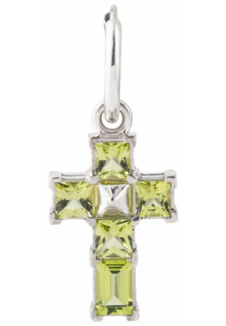 Opus Jewelry Моносерьга из серебра Net Cross Earring с хризолитом 453258 М