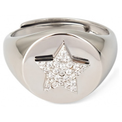 SKYE Серебряное кольцо печатка со звездой из белых кристаллов 453415