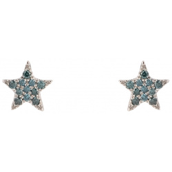 35 02 Пусеты звезды из белого золота с голубыми бриллиантами 453088
