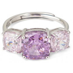 Holy Silver Кольцо из серебра с тремя крупными розовыми кристаллами 453404