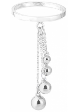 УРА jewelry Кольцо из серебра с шариками на цепочке 453229