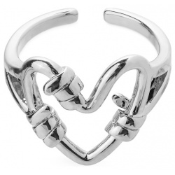 Aqua Серебристое незамкнутое кольцо с сердцем 455884