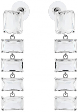 Herald Percy Серебристые длинные серьги с крупными кристаллами 455165