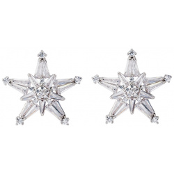 Herald Percy Серебристые маленькие серьги звезды с кристаллами 455167