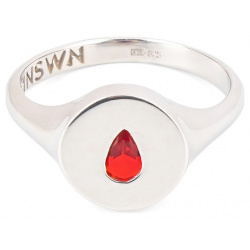 Moonswoon Кольцо печатка из серебра с красной каплей 449863