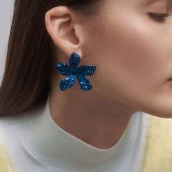 Free Form Jewelry Синие мятые серьги цветы 458101