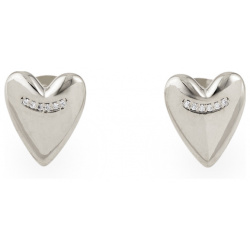 Free Form Jewelry Серебристые серьги сердца с маленькими кристаллами 455470