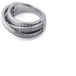 Tom Wood Тонкое кольцо Orb из серебра с белыми кристаллами 460743