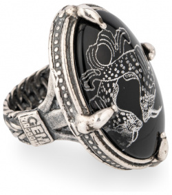 Gem Kingdom Кольцо из серебра с изображением рыб на хрустале 461045