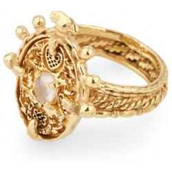 Gem Kingdom Позолоченное кольцо с узорами и розовым кварцем 461779