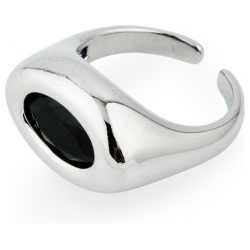 Free Form Jewelry Серебристое кольцо с черным кристалом 461672