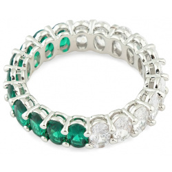 Herald Percy Серебристое кольцо с овалами белых и зеленых кристаллов 115872