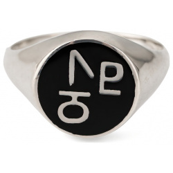 Arha jewelry печатка из серебра "бесконечное люблю" с черной эмалью 453936