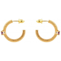 KRASHE jewellery Позолоченные серьги кольца «Золотые мурашки» с фиолетовым фианитом 463976