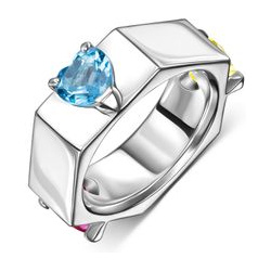 Hard Candy Кольцо серебряное GAECHKA с цитрином  голубым топазом и розовым фианитом 151822