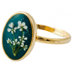 Wisteria Gems Золотистое овальное синее кольцо с белыми цветками 457452