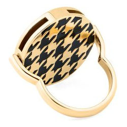 LUTA Jewelry Покрытое лимонным золотом двухстороннее серебряное кольцо подвеска с узором «гусиная лапка» из флуоресцентной эмали 103847