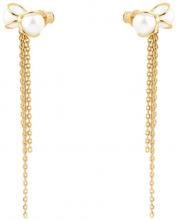 LUTA Jewelry Позолоченные серьги бантики из серебра с жемчугом 464550