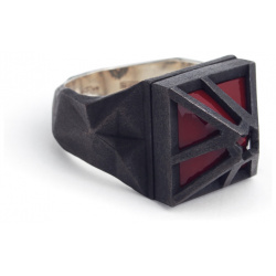 AMARIN Jewelry Черное кольцо из серебра PEAKS «Везувий» 78450