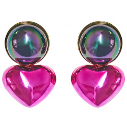 Free Form Jewelry Розовые серьги сердечки с шариком 455492