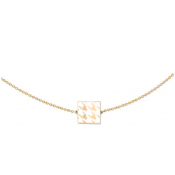 LUTA Jewelry Покрытое лимонным золотом двухстороннее серебряное мини колье «гусиная лапка» из лавандовой и белой эмали 471113