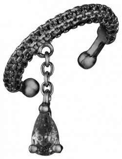 Caviar Jewellery Маленький черный кафф MYSTERY MIST с черными кристаллами 102535