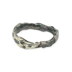 Kintsugi Jewelry Кольцо Brave из серебра с позолотой и бриллиантами 109391