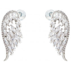Herald Percy Серебристые маленькие серьги крылья с кристаллами 455158