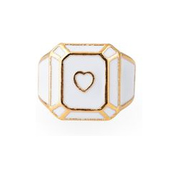 Free Form Jewelry Белое кольцо печатка с сердцем 455576
