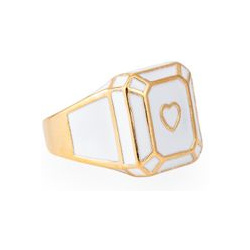 Free Form Jewelry Белое кольцо печатка с сердцем 455576