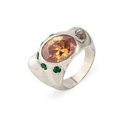 Janashia Серебристое кольцо Ava волнообразной формы со вставками из разноцветных фианитов 166463