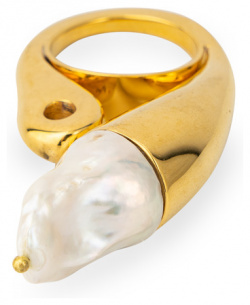 Janashia Объемное позолоченное кольцо с жемчугом 459257