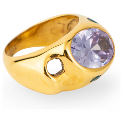 Janashia Золотистое кольцо Ava волнообразной формы со вставками из розово голубых кристаллов 459251