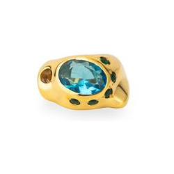 Janashia Золотистое кольцо Ava волнообразной формы со вставками из зеленых и голубого кристалла 459252