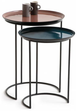 Комплект из 2 журнальных столиков круглых Tivara единый размер черный LaRedoute 350104558, размер: единый ...