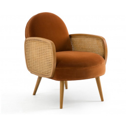 Кресло BUISSEAU с велюровой и плетеной отделкой единый размер оранжевый LaRedoute 350104991