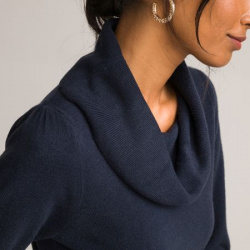 Пуловер с круглым вырезом и длинными рукавами из тонкого трикотажа 34/36 (FR)  40/42 (RUS) синий LaRedoute 350114396