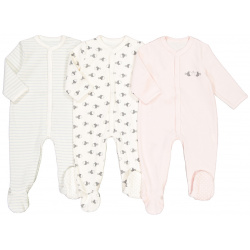 Набор из трех пижам для новорожденных велюра детей 2х лет рожденные раньше срока  45 см розовый LaRedoute 350161091
