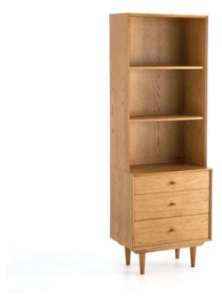 Шкаф книжный в винтажном стиле с 3 нишами и ящиками Quilda единый размер каштановый LaRedoute 350152643