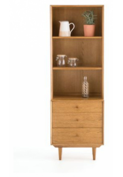 Шкаф книжный в винтажном стиле с 3 нишами и ящиками Quilda единый размер каштановый LaRedoute 350152643