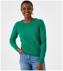 Пуловер с круглым вырезом из тонкого трикотажа 50/52 (FR)  56/58 (RUS) зеленый LaRedoute 350182464
